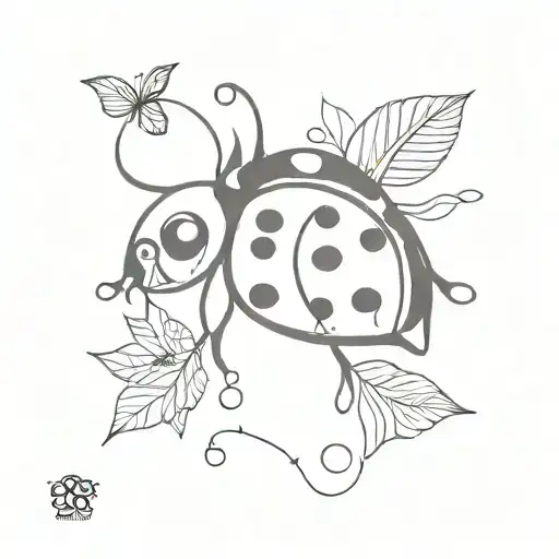 Ladybug and fish tattoo design idea