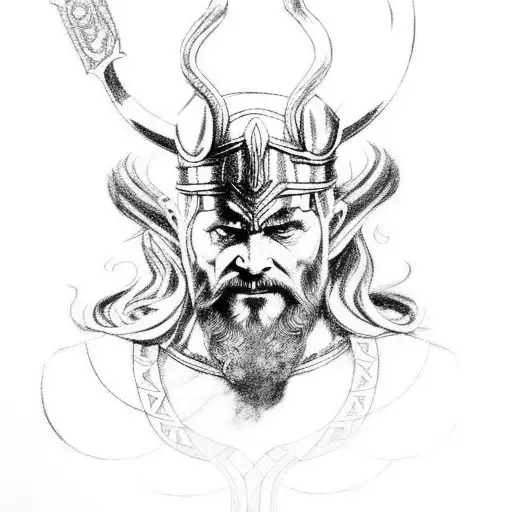 Odin god with Thor and Loki  tattoo design idea