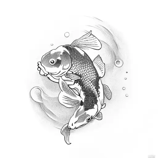 2 opposite Koi fish, one representing introvert and one representing extrovert tattoo design idea