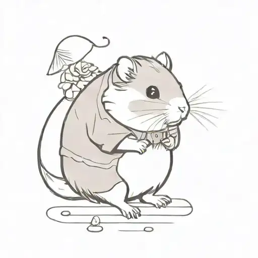 female hamster wearing old dress and old boots  tattoo design idea