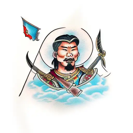 mongol warrior with ice tattoo design idea
