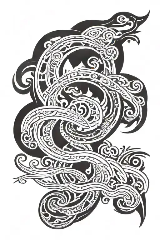 Mist and ocean merging, tattoo for forearms, simple tribal tattoo tattoo design idea