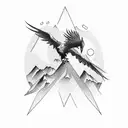Mountain + wings + snowboard tattoo design idea