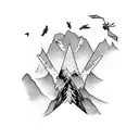 Mountain + wings + snowboard tattoo design idea