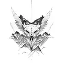 Mountain + wings + snowboard tattoo design idea