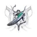 italian inspired poseidon trifork With the names Lukas and Alexander implemented tattoo design idea