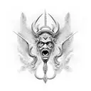 italian inspired poseidon trifork With the names Lukas and Alexander implemented tattoo design idea