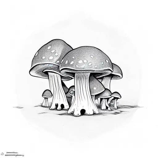 mushrooms moon frog crystals tattoo design idea