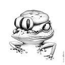 frog with mushroom hat tattoo design idea