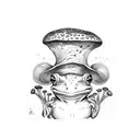 frog with mushroom hat tattoo design idea