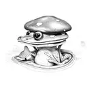 frog with mushroom hat tattoo design idea