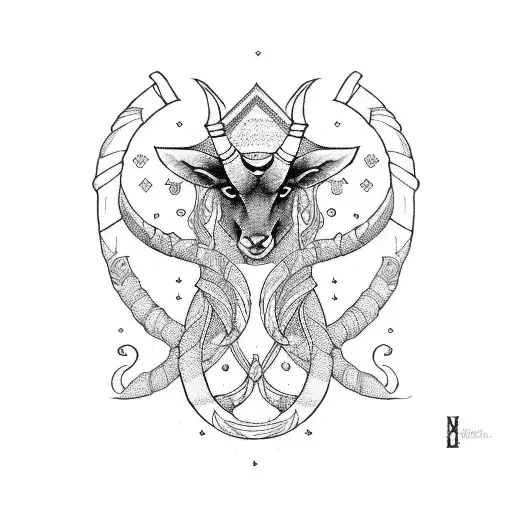 CAPRICORN WITH PHIONIX AND ADD SAMICLONE ICON tattoo design idea