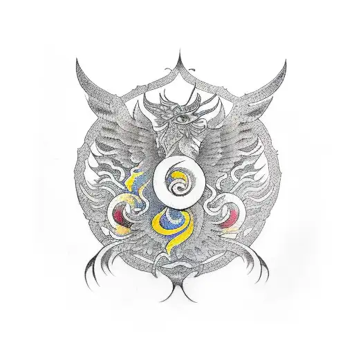 CAPRICORN, PHOENIX AND Semicolon tattoo design idea