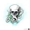 Skull, tentacles, algae tattoo design idea