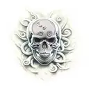 Skull, tentacles, algae tattoo design idea