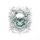 Skull, tentacles, algae tattoo design idea