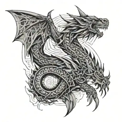 red dragon on the left forearm eating himself from the tail tattoo design idea