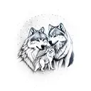 mother wolf with her baby tattoo design idea