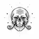 skull and a snake tattoo design idea