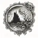 creepy eerie moon tattoo design idea