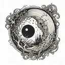 creepy eerie moon tattoo design idea