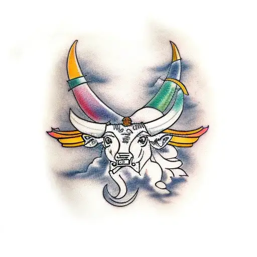 Taurus and the 1986 year  tattoo design idea