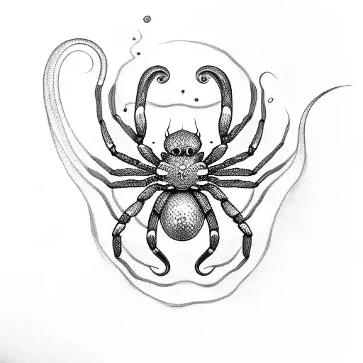 spider tail snake tattoo design idea