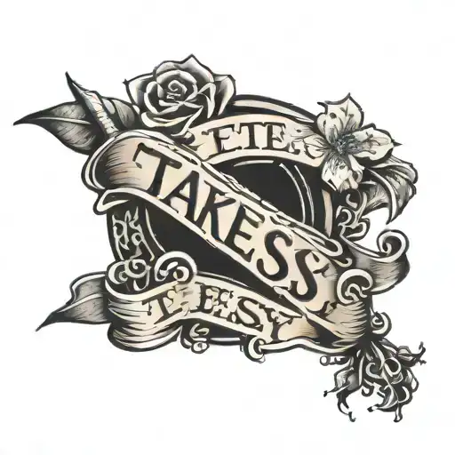 Left forearm tattoo with the words 'take it easy' and 'dont stress' tattoo design idea