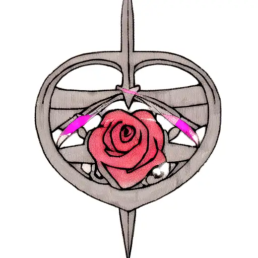 2003 on wrist Rose Breast cancer symbol with cross inside Red wording "FAITH" tattoo design idea