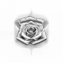 2003 on wrist Rose Breast cancer symbol with cross inside Red wording "FAITH" tattoo design idea