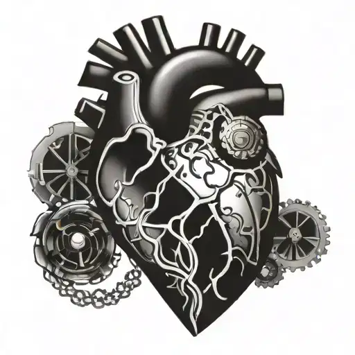 An intricate mechanical heart design symbolizing the importance of self-love and self-care tattoo design idea