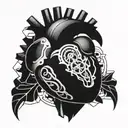 An intricate mechanical heart design symbolizing the importance of self-love and self-care tattoo design idea