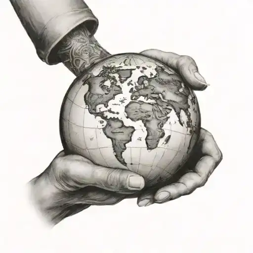 the world is yours globe held tattoo design idea