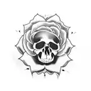  tattoo of a skull, roses , snake going to bite the knee tattoo design idea