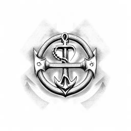 anchor cross on a chain with name tags attached to chain to create a timeline tattoo design idea