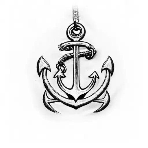 anchor cross on a chain with name tags attached to chain to create a timeline tattoo design idea