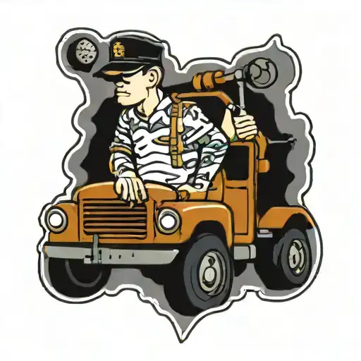 passed army vet truck driver tattoo design idea
