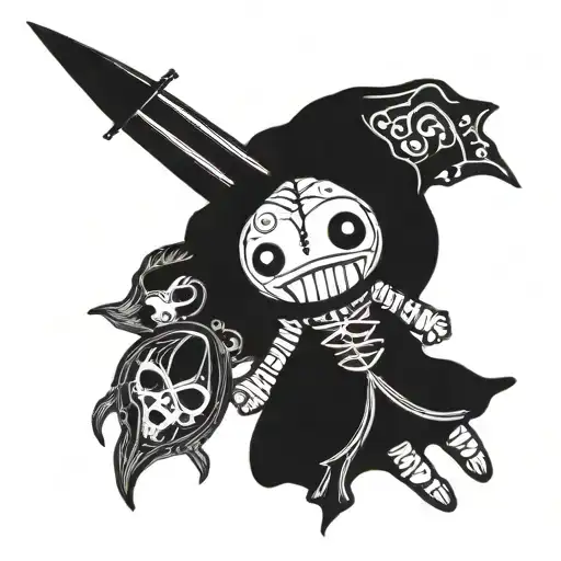 voodoo doll and athame tattoo design idea