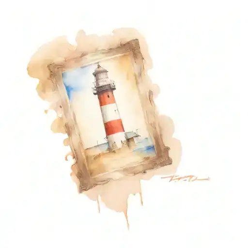 Lighthouse and polaroid frame picture tattoo design idea