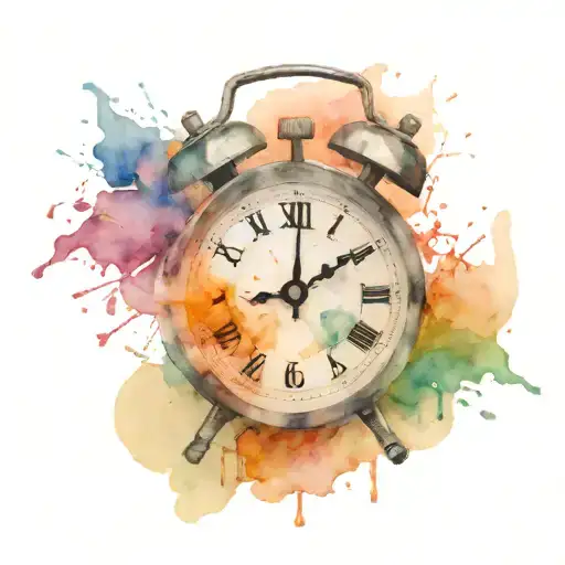 Shattered alarm clock tattoo design idea