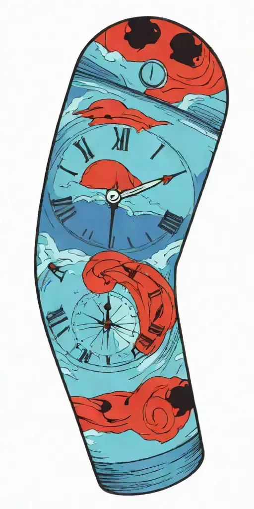 Shaterred alarm clock tattoo design idea
