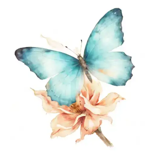 Blue butterfly as the focal point. Polaroid Camera with a photo emerging, showing Max and Chloe.  tattoo design idea