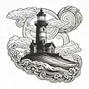 Light house with a tornado tattoo design idea