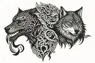 A Hawk and a Wolf tattoo design idea