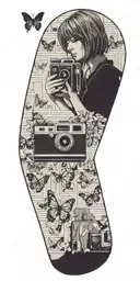 Maxine Caulfield. Polaroid Camera. Butterfly. Train rails. Dark Room. Life is Strange. tattoo design idea