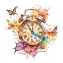 Shattered alarm clock tattoo design idea