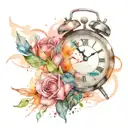 Shattered alarm clock tattoo design idea