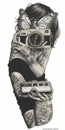 Maxine Caulfield. Polaroid Camera. Butterfly. Train rails. Revolver. Death. Dark Room. Life is Strange. tattoo design idea