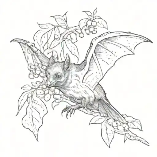 fruit bat tattoo design idea