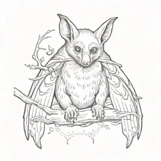 fruit bat hugging my fore arm tattoo design idea